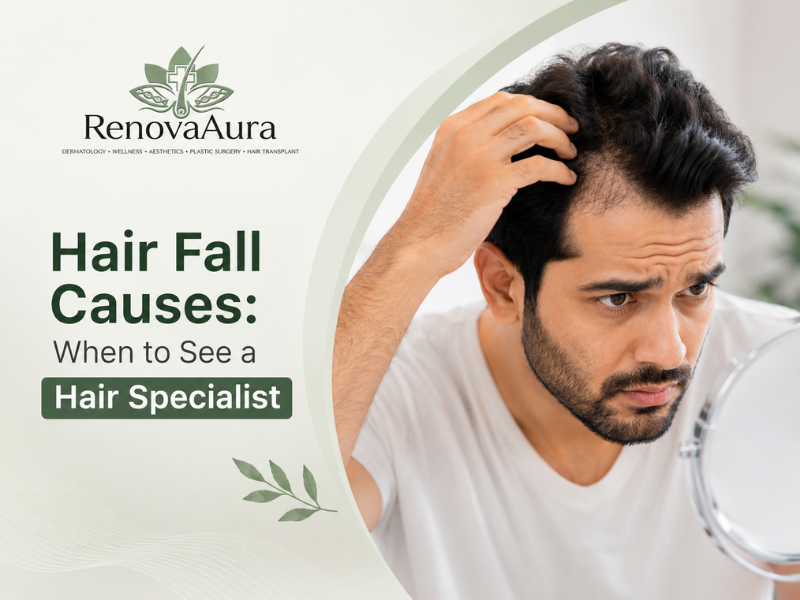Hair specialist consultation for common hair fall causes at RenovaAura in Delhi